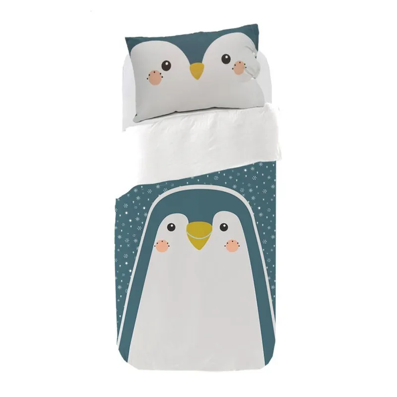 Juego de funda nórdica Infantil Pingüino Pingüino - Azul - Maxicuna (110X140)