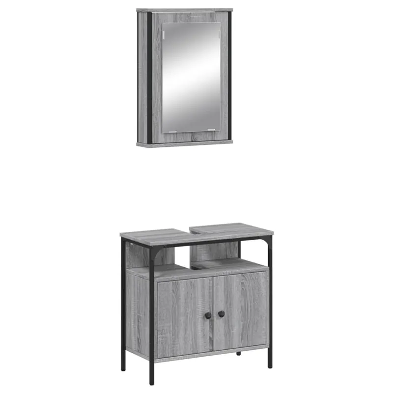 vidaXL Set de muebles baño 2 pzas madera contrachapada roble ahumado