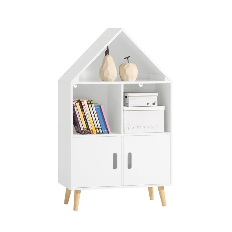 Librería Infantil con 2 estantes Abiertos Organizador de Juguetes Multifuncional con 2 Puertas KMB58-W SoBuy