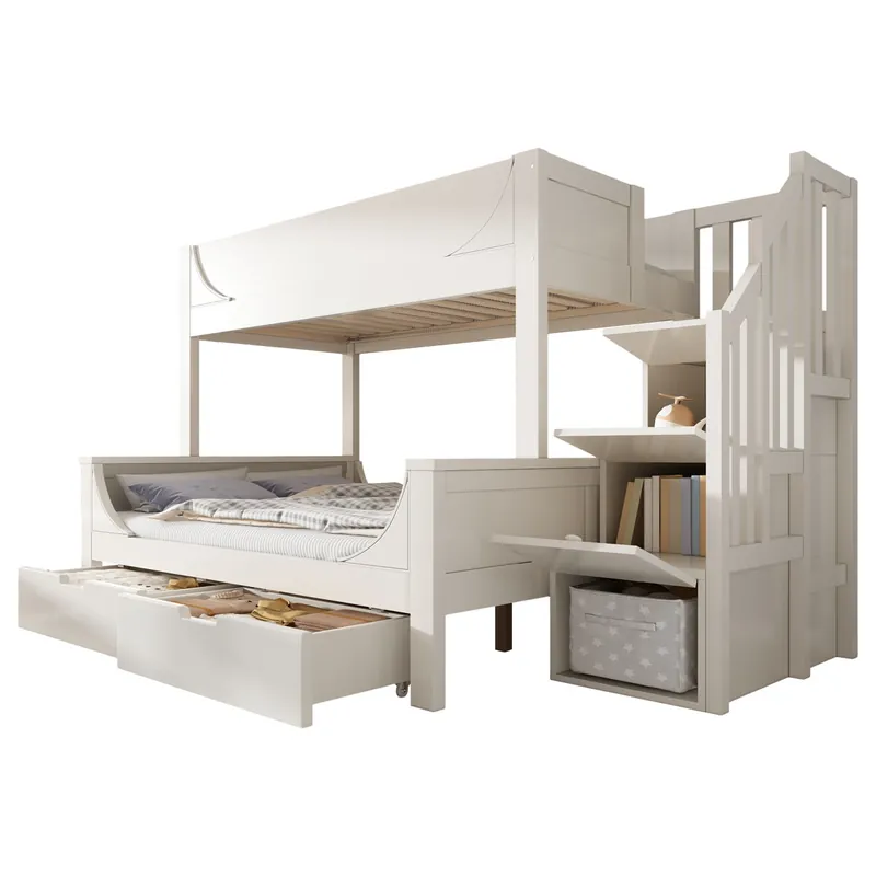 Litera infantil de madera maciza 140x200(90x200)cm,blanco - Descanso