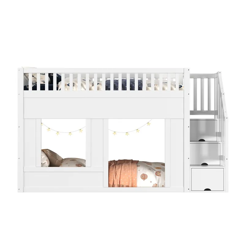 Litera infantil de madera maciza 90x200 cm,blanco - Descanso