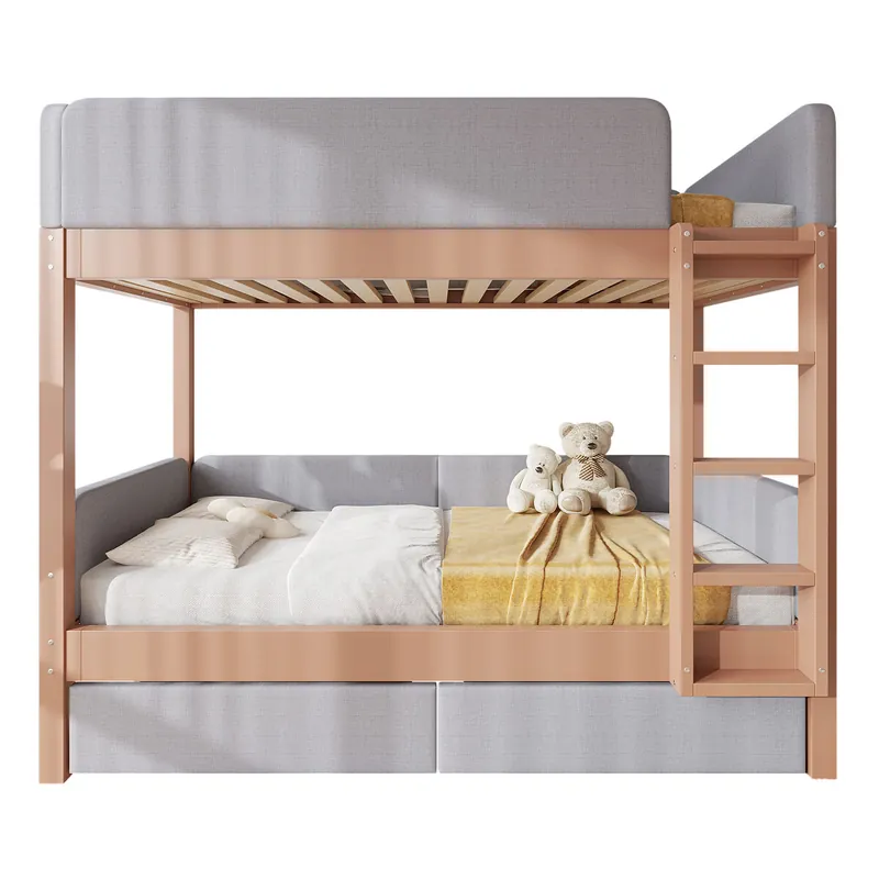 Litera infantil de madera maciza 90x200 cm,gris - Descanso