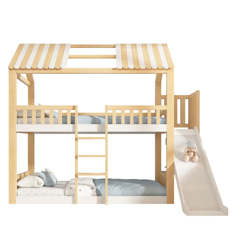 Litera infantil de madera maciza 90x200 cm,natural - Descanso