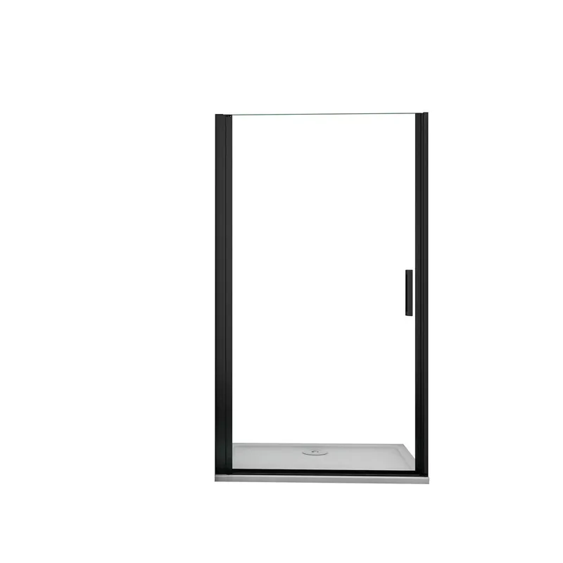 AICA Mampara de ducha frontal abatible perfil negro mate vidrio antical 8mm (887-917)x2000mm