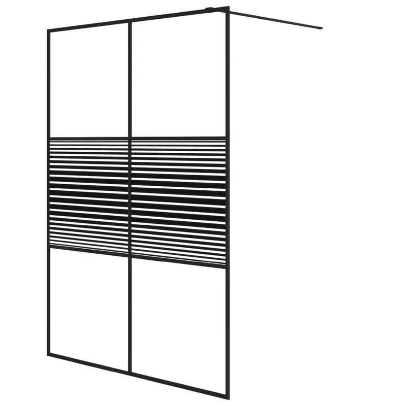 vidaXL Mampara de ducha vidrio ESG transparente negro 100x195 cm - Baño