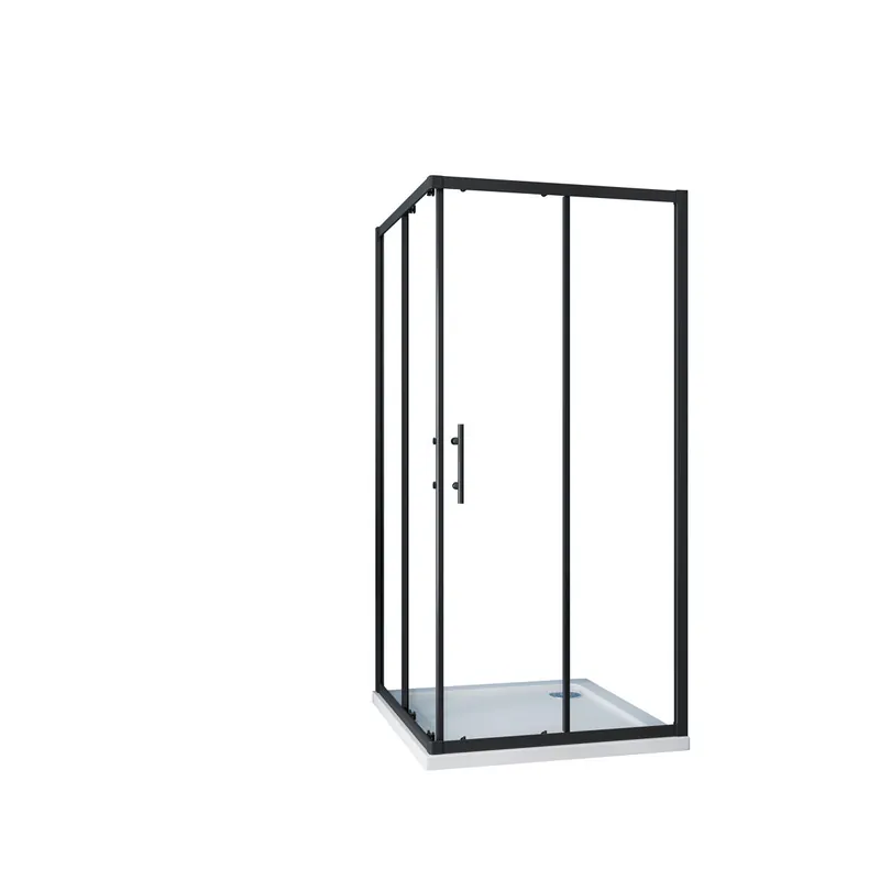 AICA Mampara de ducha rectangular corredera perfil negro mate vidrio antical 6mm 900x800x1900mm - Baño