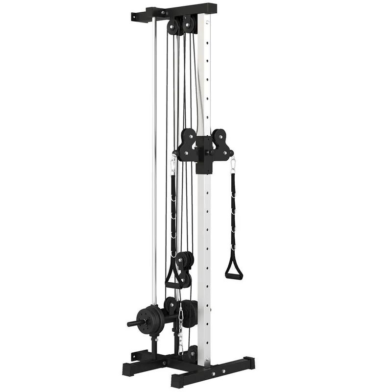 SPORTNOW Máquina Polea Alta y Baja de Pared, de Doble Polea Ajustable en 15 Posiciones, Máquina de Musculación, Multifunción Lat Pulldown para Entrenamiento de Fitness en Gimnasio, Casa - Deporte