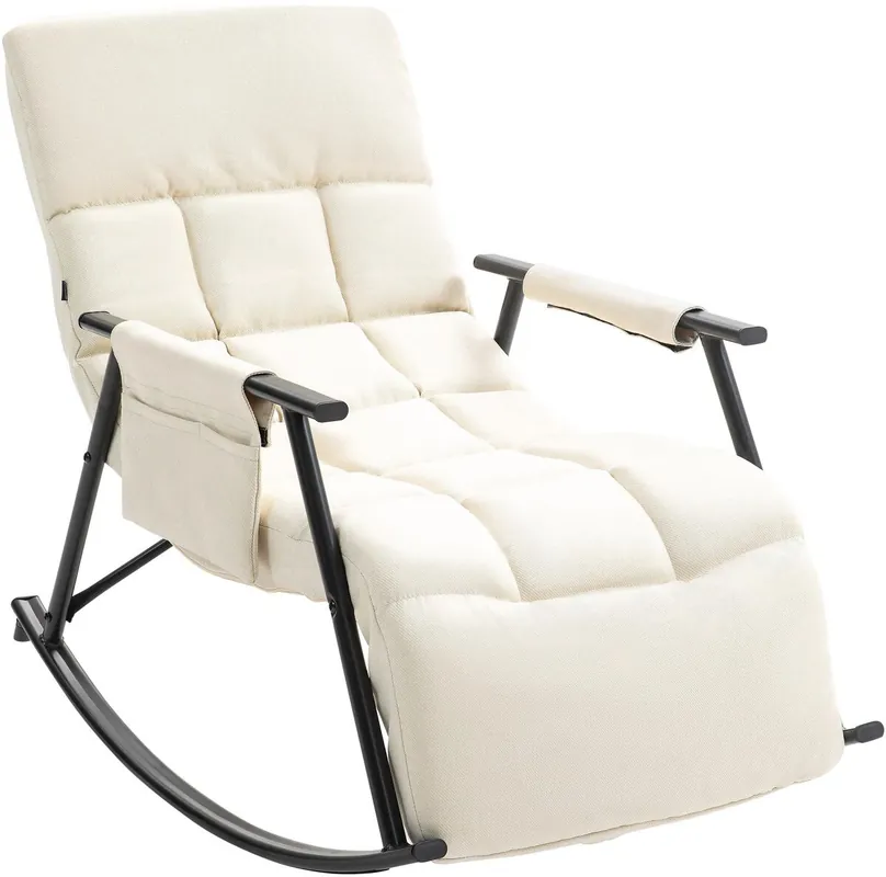 Mecedora Cathy Tela Crema 100X61X66 cm - Sofás sillones puffs