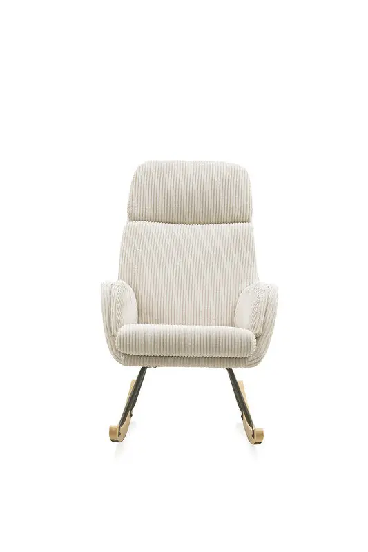 Mecedora Con Patas De Metal Tapizadas En Blanco Y Patines De Madera De Haya - Sofás sillones puffs