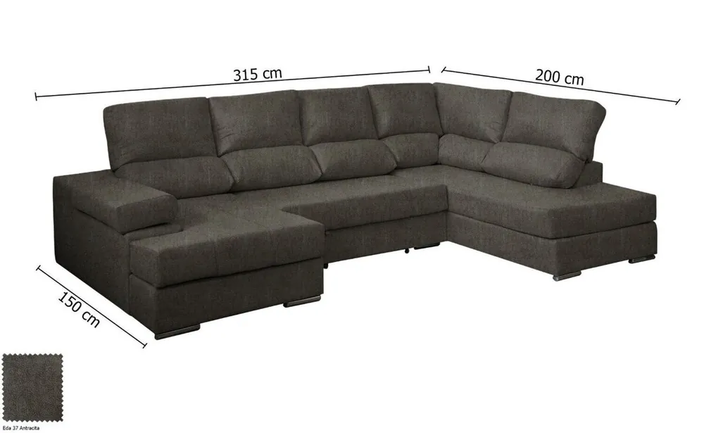 Mega Sofa Cama Chaise Longue Rinconera Italia 315cm - Sofás sillones puffs