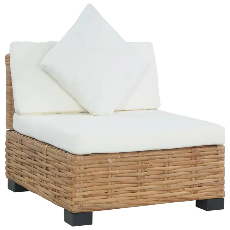 vidaXL Sofá sin reposabrazos con cojines ratán natural - Sofás sillones puffs