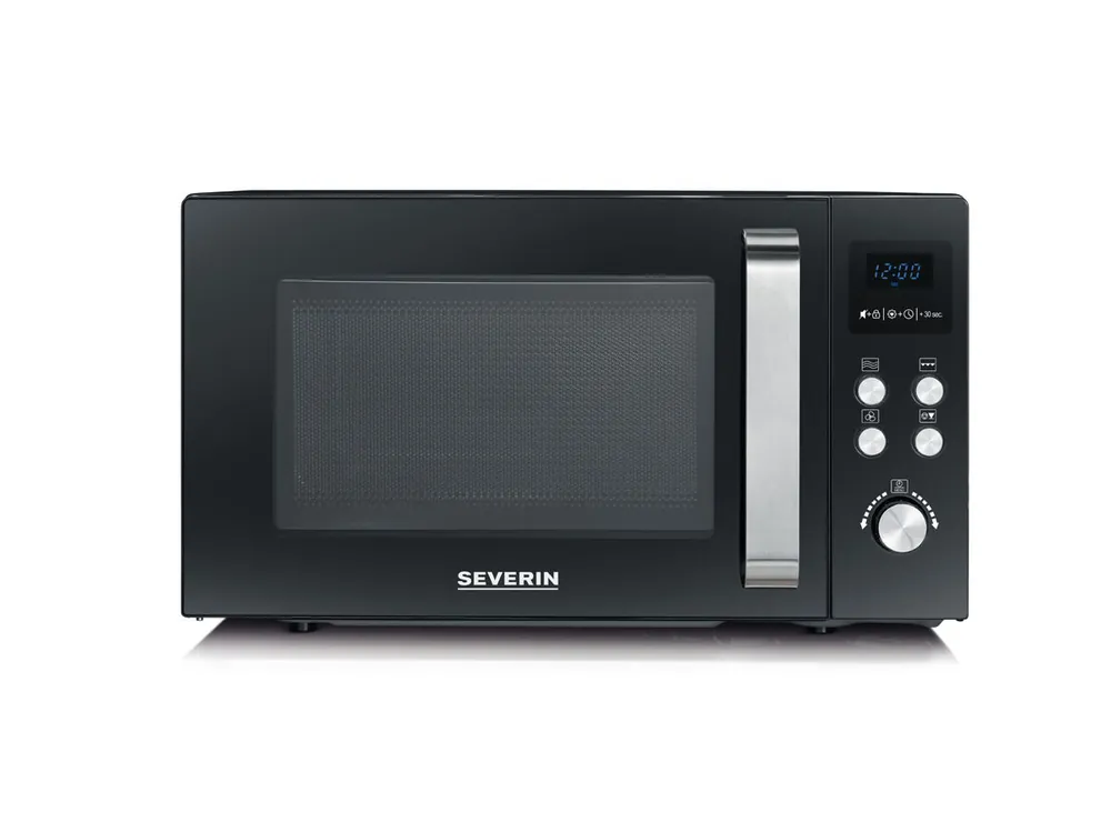 SEVERIN Microondas con Grill y Convección 3 en 1, hasta 200 °C, Mini Horno con Función de Precalentamiento, Horno Microondas con Plato Antiadherente para Pizza, 900 W, 25 L, Negro, MW 7752 - Electrodomésticos