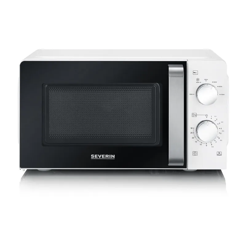 SEVERIN Microondas individual, microondas analógico para calentar y descongelar, microondas manual con plato giratorio para distribuir uniformemente el calor, blanco/negro, 700 W, 17 L, MW 7885 - Electrodomésticos