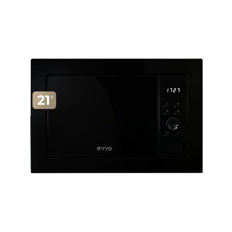 EVVO Microondas integrable Mi30 Black, 21L, grill 1000W, multifunción, descongelar, temporizador 60 min, display digital, negro. - Electrodomésticos