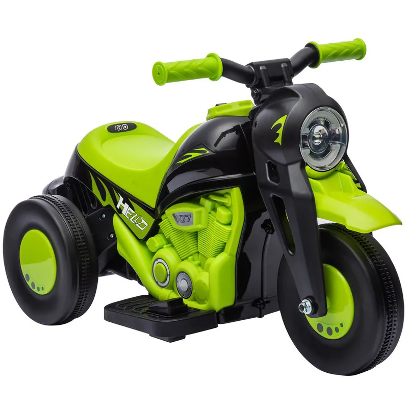 AIYAPLAY Moto Eléctrica para Niños de +2 Años Moto de Batería para Niños 6V con Función de Soplar Burbujas Faros Música Moto para Niños con Velocidad 3 km/h Carga 30 kg Verde - Electrónica