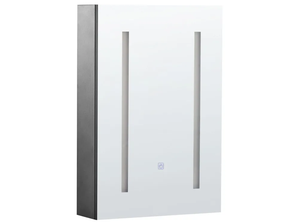 Armario con espejo de pared para baño LED CAMERON 40 cm 60 cm Negro