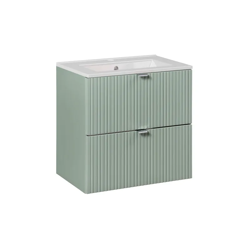 Mueble lavabo individual encastrado 60cm 2 cajones Jade Verde - Baño