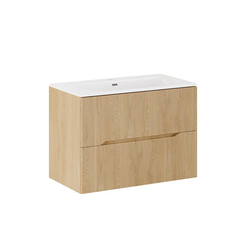 Mueble lavabo individual encastrado 80cm Isaline Madera - Baño