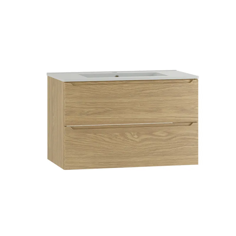 Mueble lavabo individual encastrado 80cm Viggo Madera - Baño