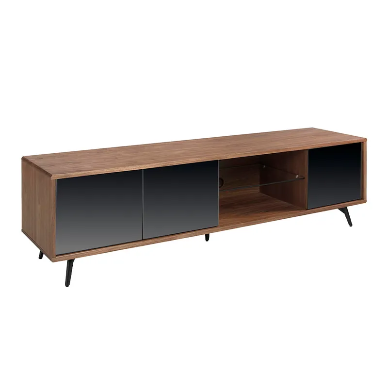 ANGEL CERDA Mueble TV cristal templado, nogal y acero - Muebles