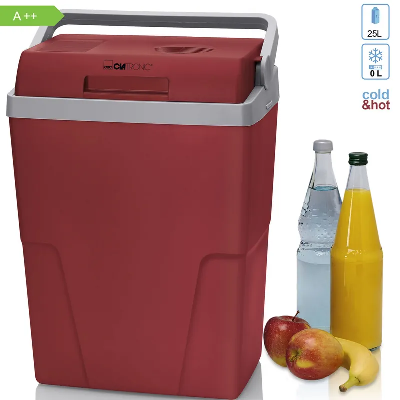 Clatronic KB 3713 Nevera Portátil Eléctrica, 25 L, Conexión 12V/220V, Enfría y Calienta, Ideal Camping, Clase F, 600 , Rojo - Electrodomésticos