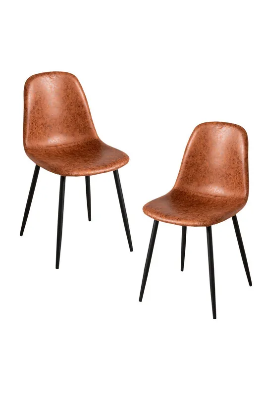 Pack 2 Sillas Black Teok Polipiel - Café Vintage