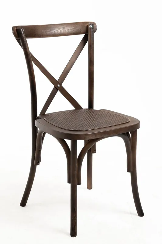 Pack 4 Sillas Altea Polipropileno efecto Rattan y Madera - Roble oscuro