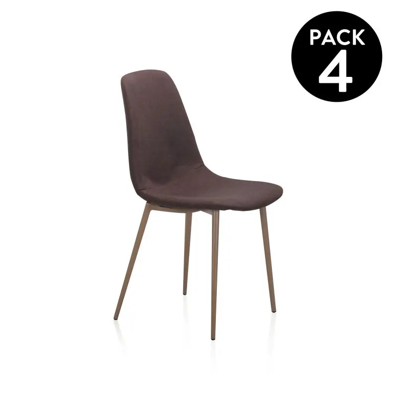 Pack 4 sillas de comedor Cai Piel marrón 43 x 87 x cm - Muebles