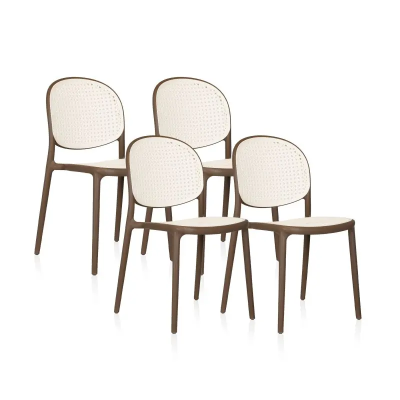Pack 4 sillas de exterior Klux Taupé - rattan 45 x 84 x cm