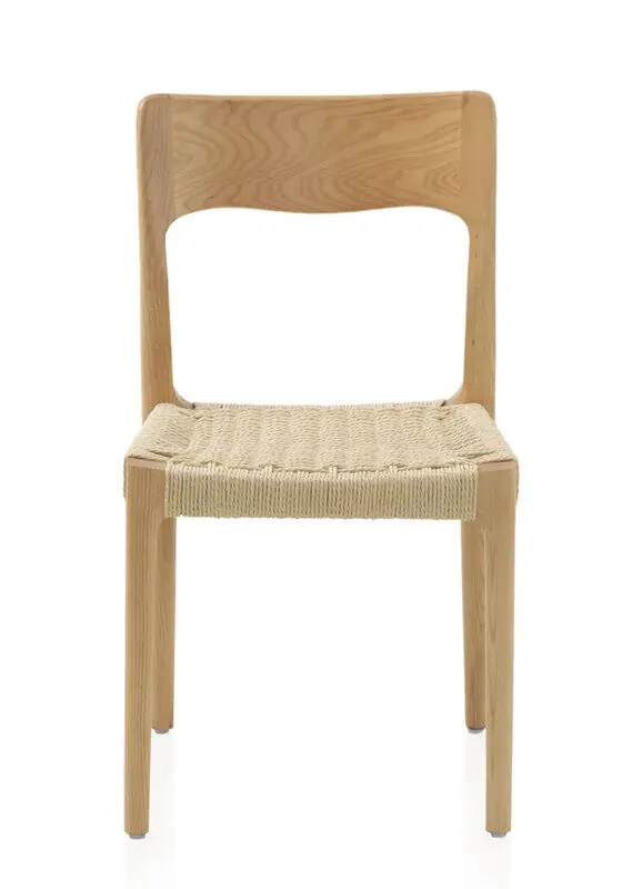 Pack de 4 Sillas de Madera de Fresno con Asiento Trenzado - Muebles