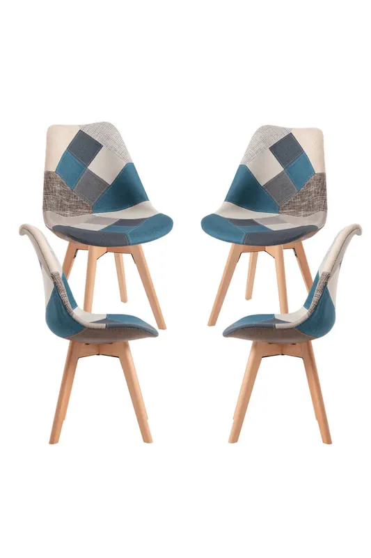 Pack 4 Sillas Synk Patchwork - Azul