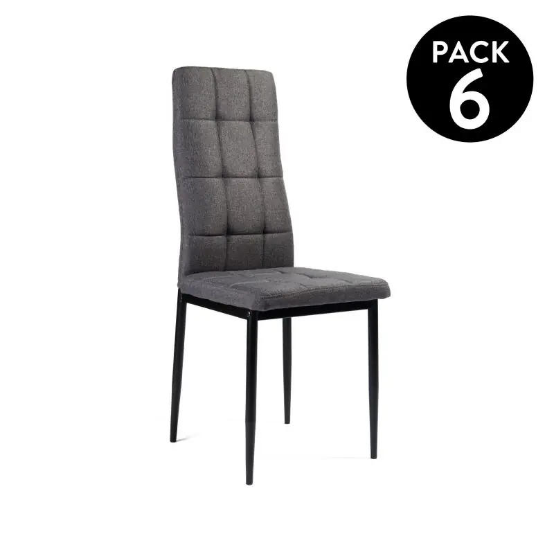 Pack 6 sillas de comedor Zuni Gris oscuro 41 x 96 x 48 cm - Muebles