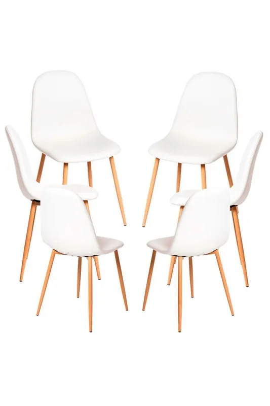 Pack 6 Sillas Teok Polipiel - Blanco