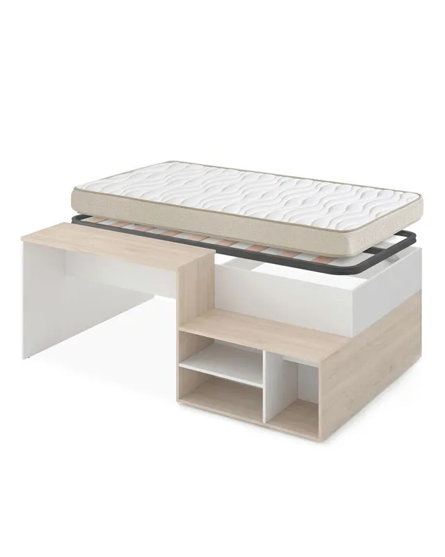 Pack ahorro Cama escritorio Kric con Colchón Nova y Somier lama ancha 90 x 190 cm - Descanso