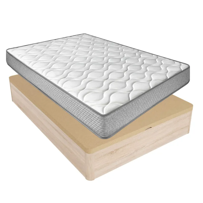 Pack Colchón Viscoelástico Brisa + Canapé Madera Abatible 90x190 con Montaje Incluido, Color Cambria - Descanso