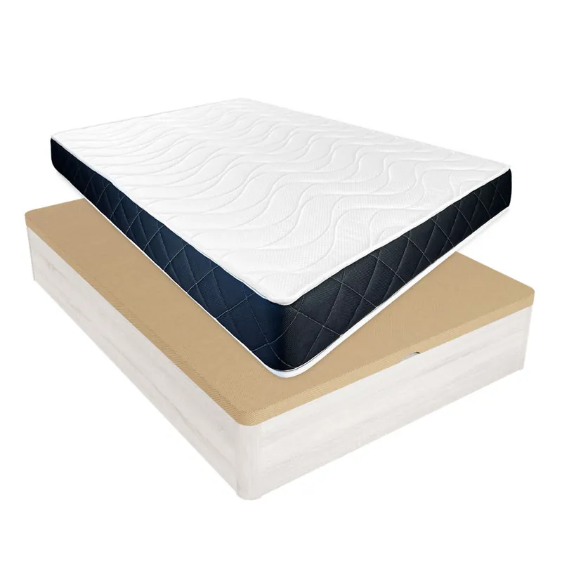 Pack Colchón Viscoelástico Juno + Canapé Madera Abatible 90x190 con Montaje Incluido, Color Polar - Descanso