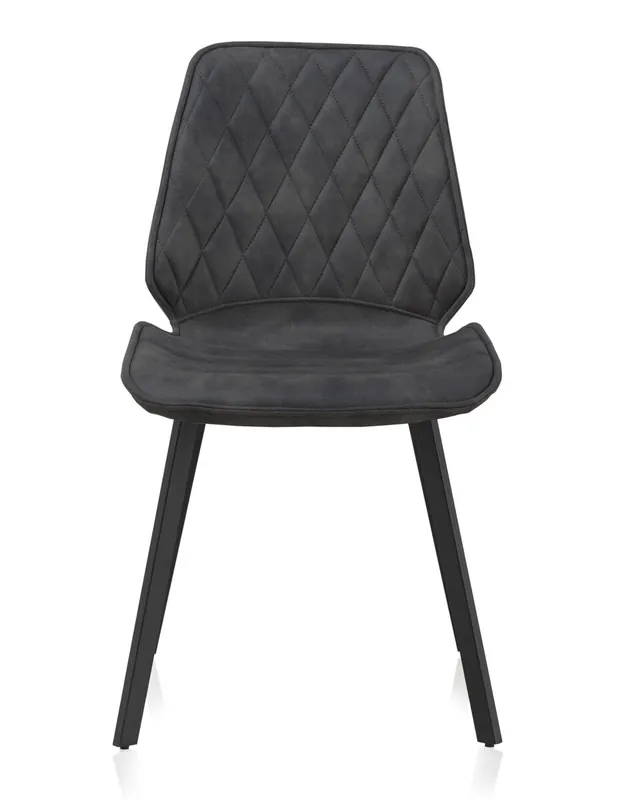 Pack de 2 sillas tapizadas gris claro con patas de metal negro - Muebles