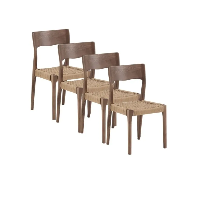 Pack de 4 sillas de madera de fresno color nogal - Muebles