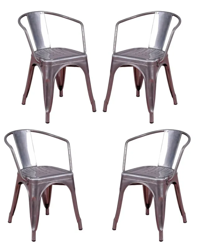 Pack de 4 sillas metálicas con reposabrazos - Bistro