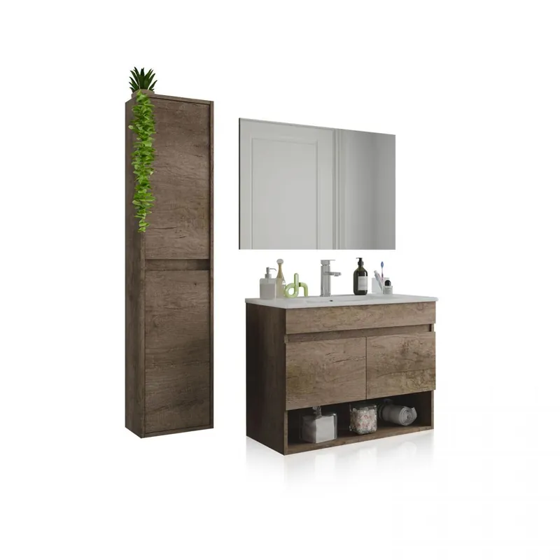 Pack de baño con lavabo de resina y columna Thai Plus Nordik 80 x 64 x 45 cm