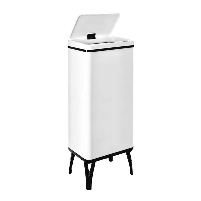 WELL HOME MOBILIARIO & DECORACIÓN Cubo de basura inteligente con apertura automática y contacto manual de 60L, 35,5x26x95,5cm color blanco. - Baño
