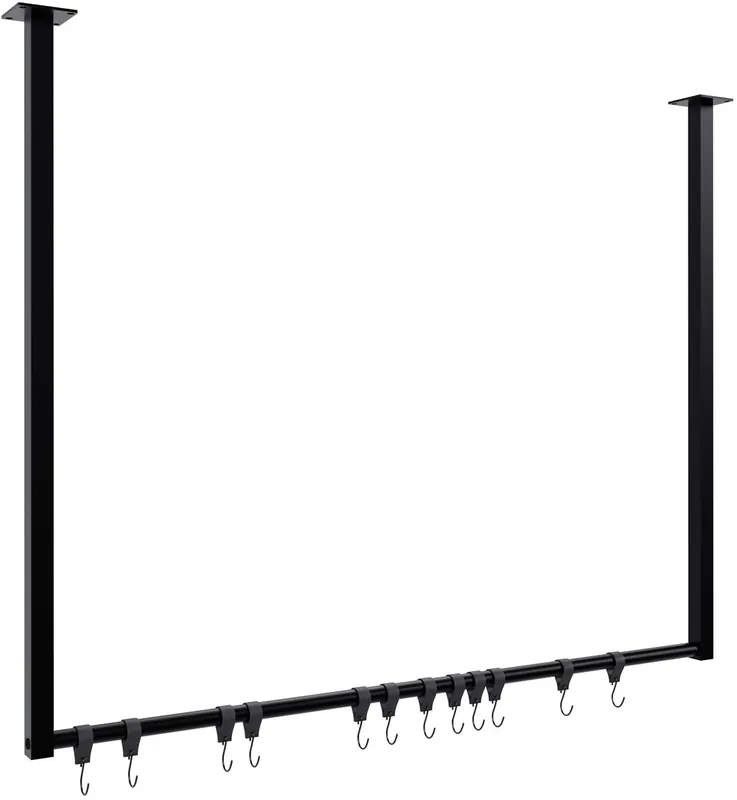 Barra de colgar Fenton con 12 perchas Metal Negro 7X100X80 cm - Decoración