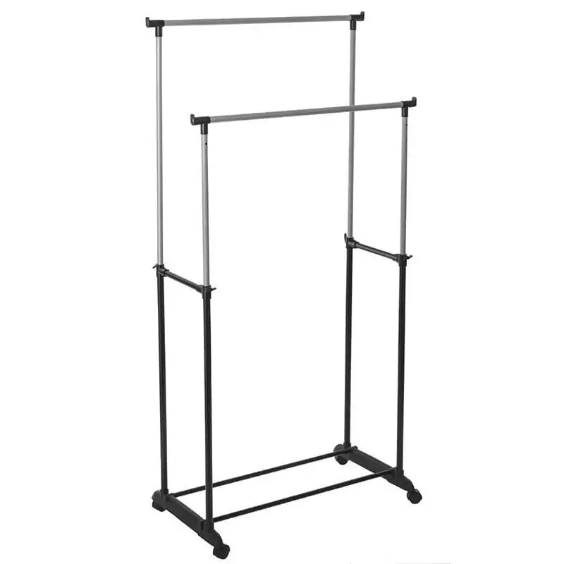 Perchero Doble Extensible Negro 160x80 cm - Decoración