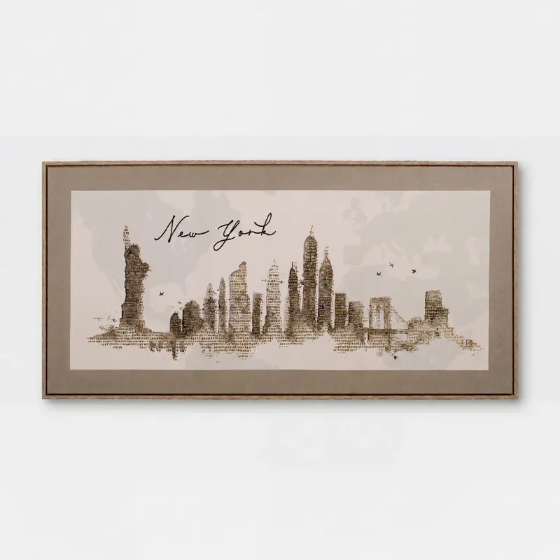 Pintura original enmarcada NEW YORK GOLDEN DOTS 60x120cm - Decoración