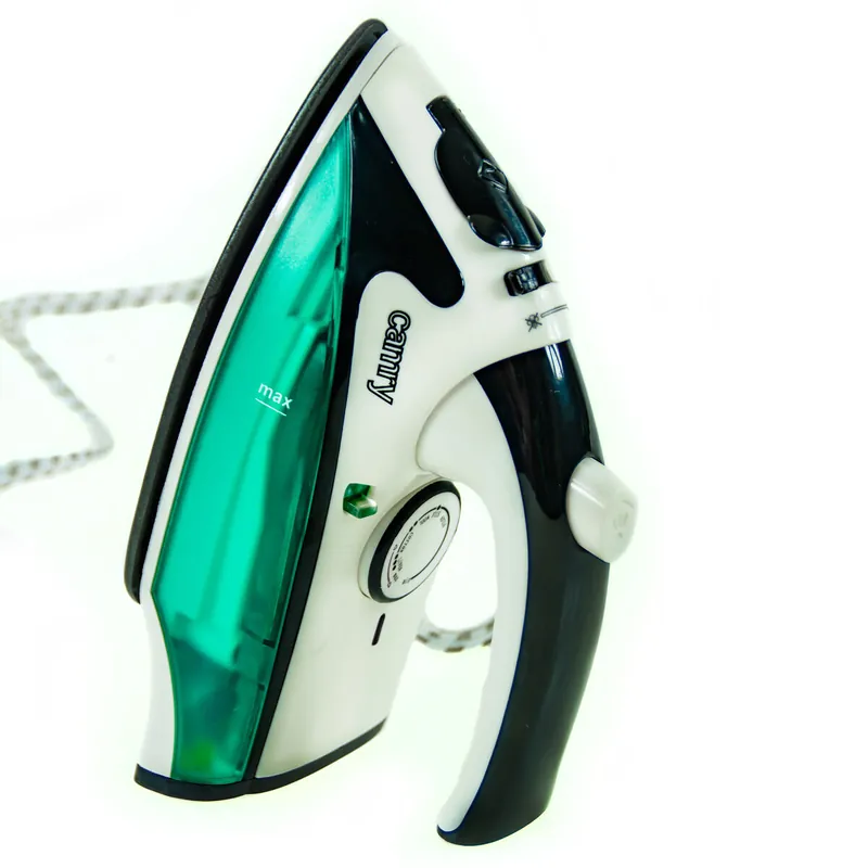 Camry CR 5024 Plancha Ropa Vapor Viaje, Mango Plegable, Regulador Temperatura, Golpe Vapor, Antiadherente, 1500, Blanco/Verde - Electrodomésticos