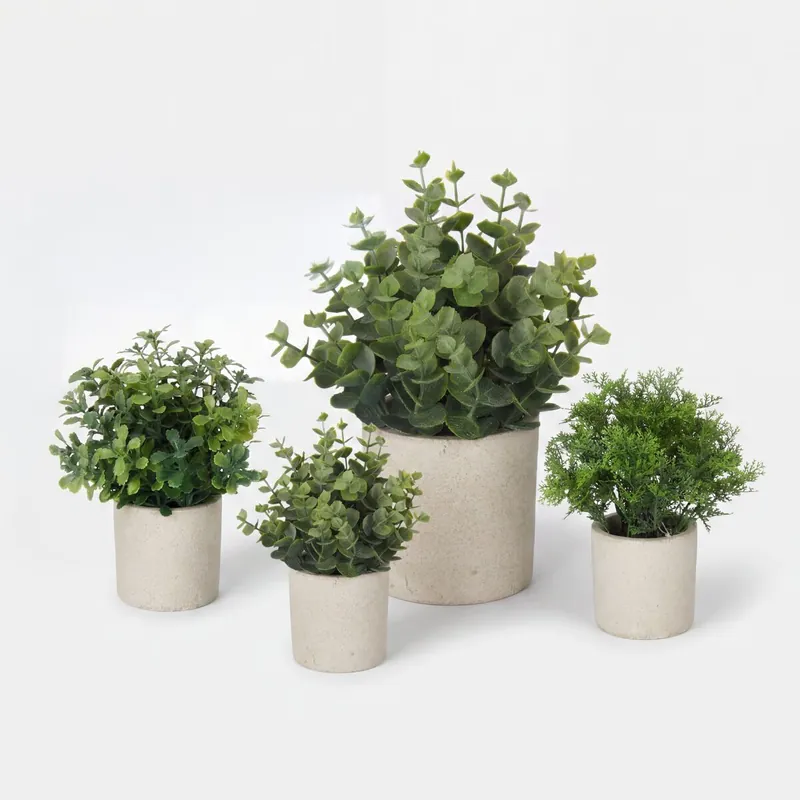 Planta floral VERDE en maceta de cemento 21cm surtido - Decoración
