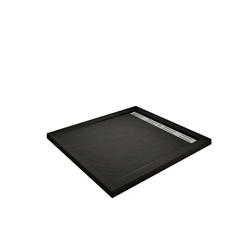 Plato de ducha cuadrado 76x76x3cm resina pizarra gel coat negro,válvula incluida - Baño