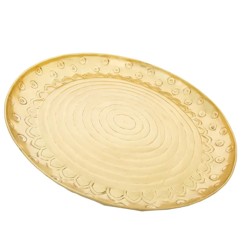 Plato decorativo de metal oro 39x39x2,5 - Decoración