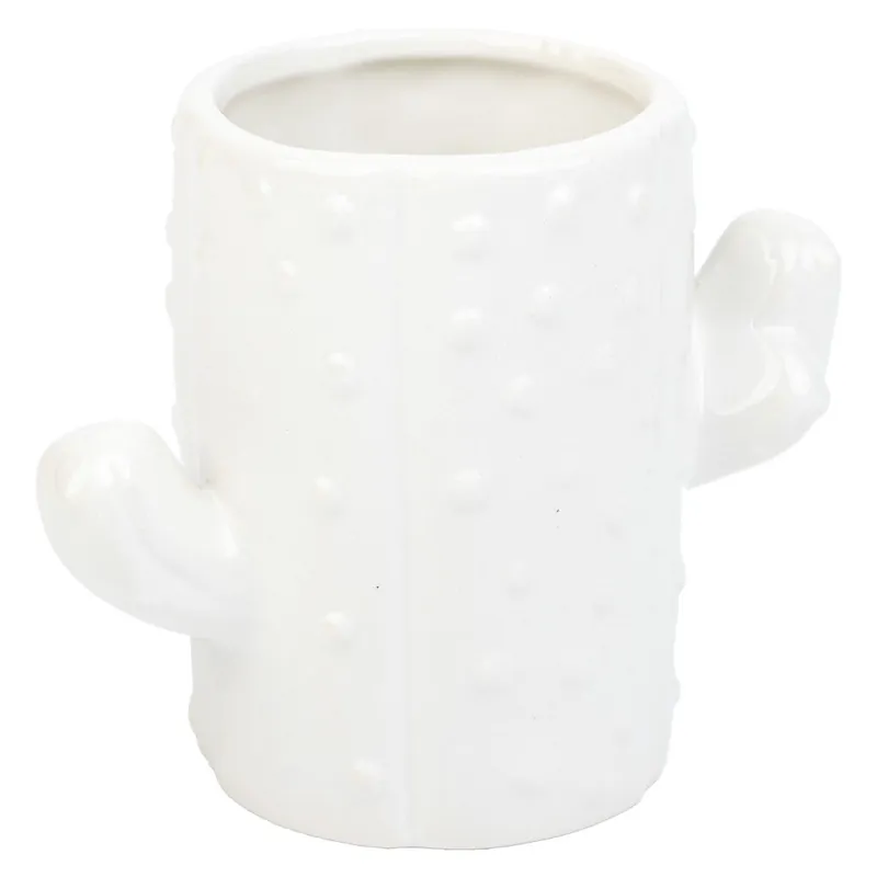 Porta lápices cactus de cerámica blanco 13,5x7,8x11 - Decoración