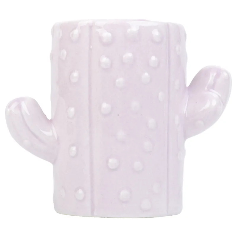 Porta lápices cactus de cerámica lila 13,5x7,8x11 - Decoración